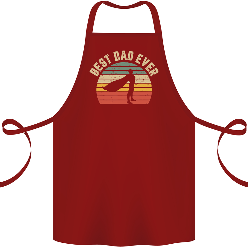 Best Dad Ever Superhero Funny Father's Day Cotton Apron 100% Organic Maroon