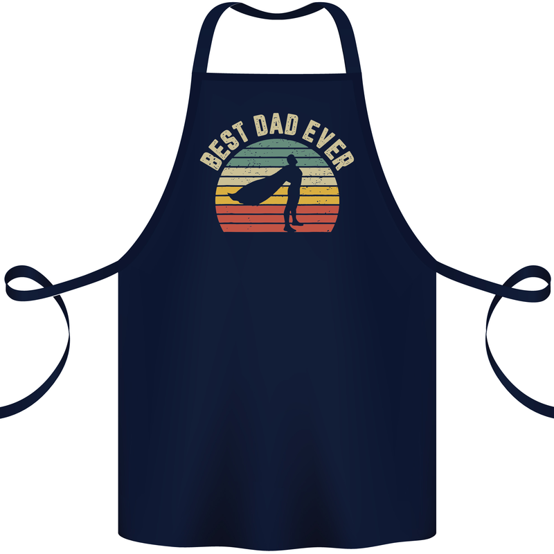 Best Dad Ever Superhero Funny Father's Day Cotton Apron 100% Organic Navy Blue