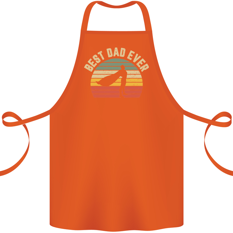 Best Dad Ever Superhero Funny Father's Day Cotton Apron 100% Organic Orange