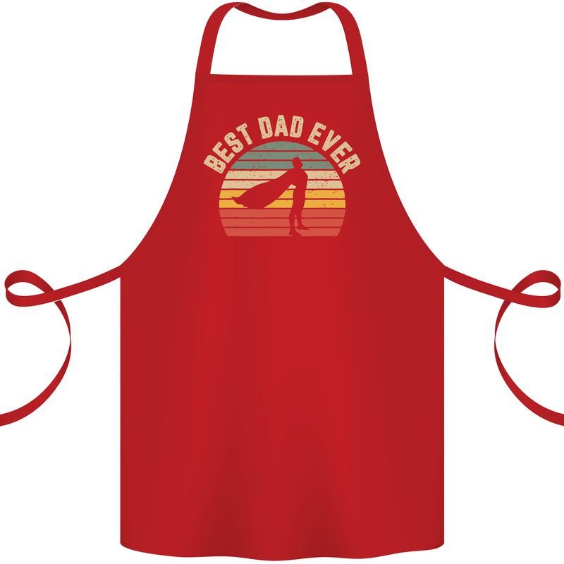 Best Dad Ever Superhero Funny Father's Day Cotton Apron 100% Organic Red
