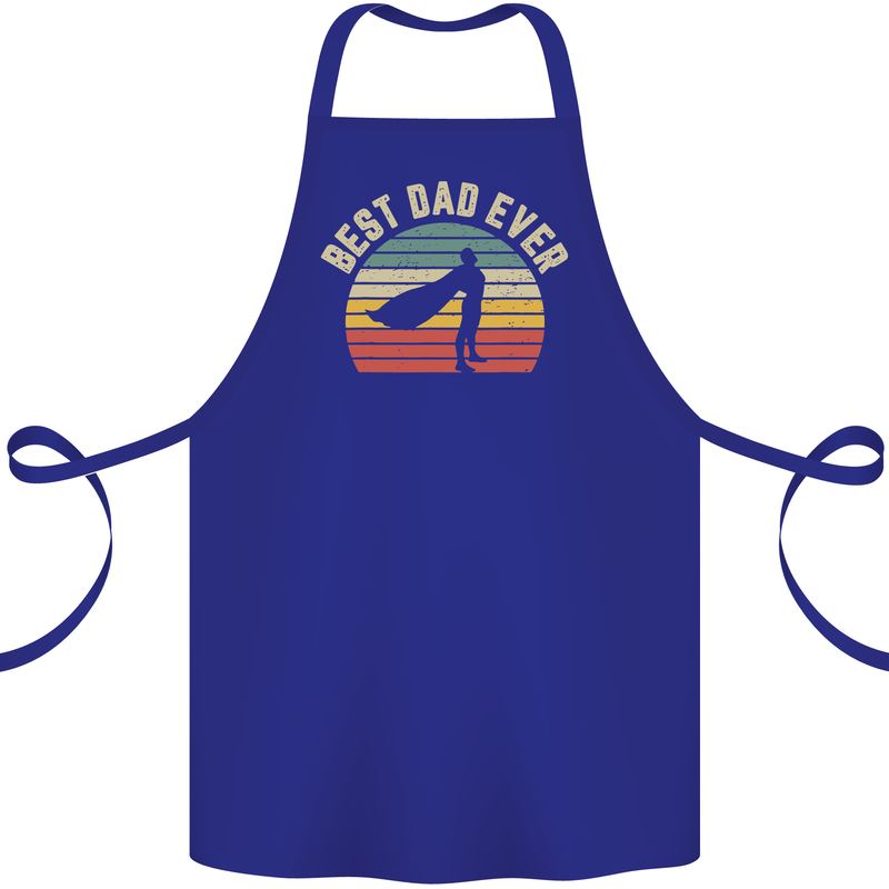 Best Dad Ever Superhero Funny Father's Day Cotton Apron 100% Organic Royal Blue