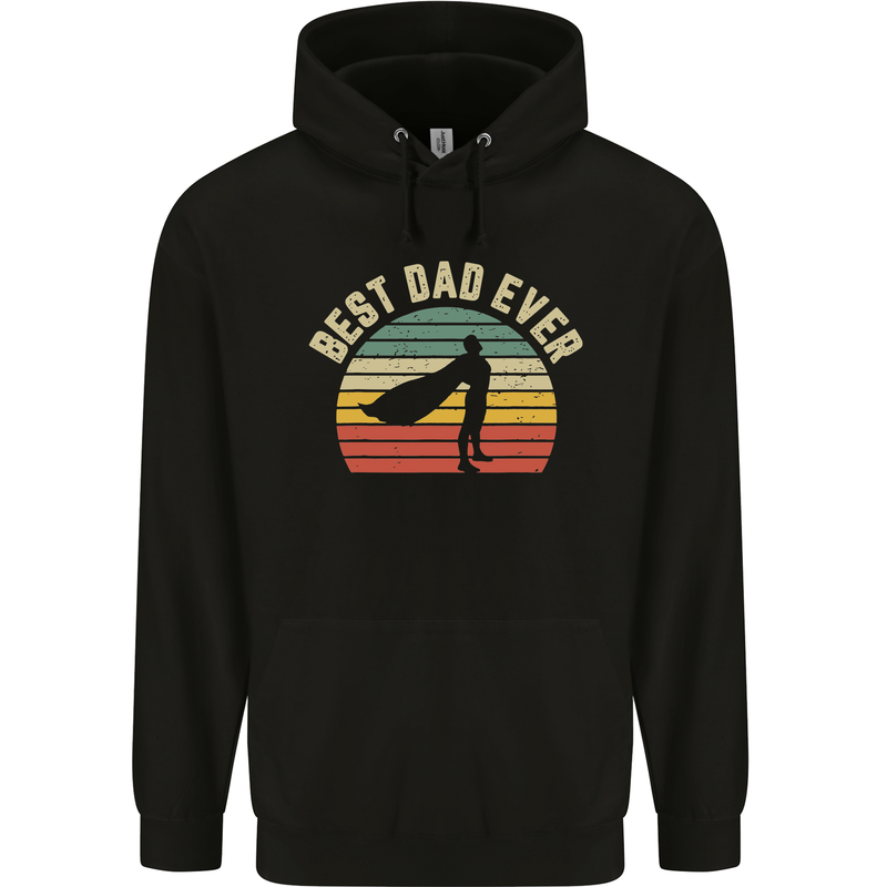 Best Dad Ever Superhero Funny Father's Day Mens 80% Cotton Hoodie Black