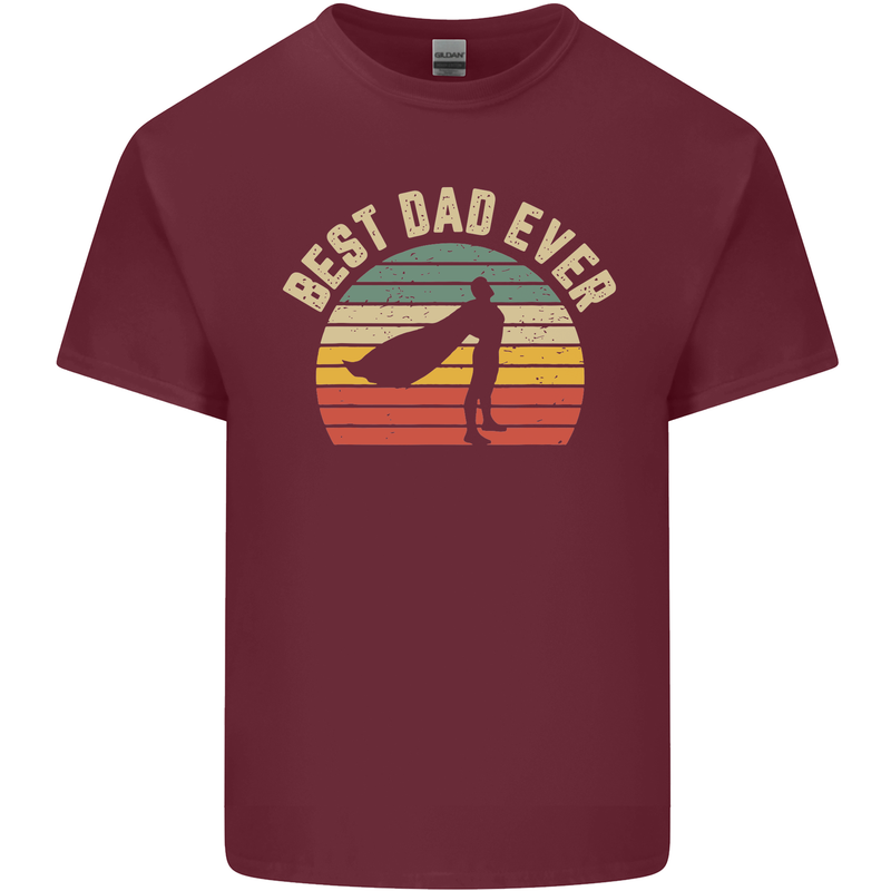 Best Dad Ever Superhero Funny Father's Day Mens Cotton T-Shirt Tee Top Maroon