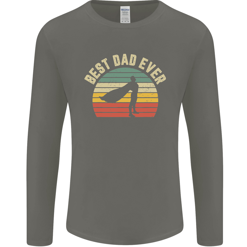 Best Dad Ever Superhero Funny Father's Day Mens Long Sleeve T-Shirt Charcoal