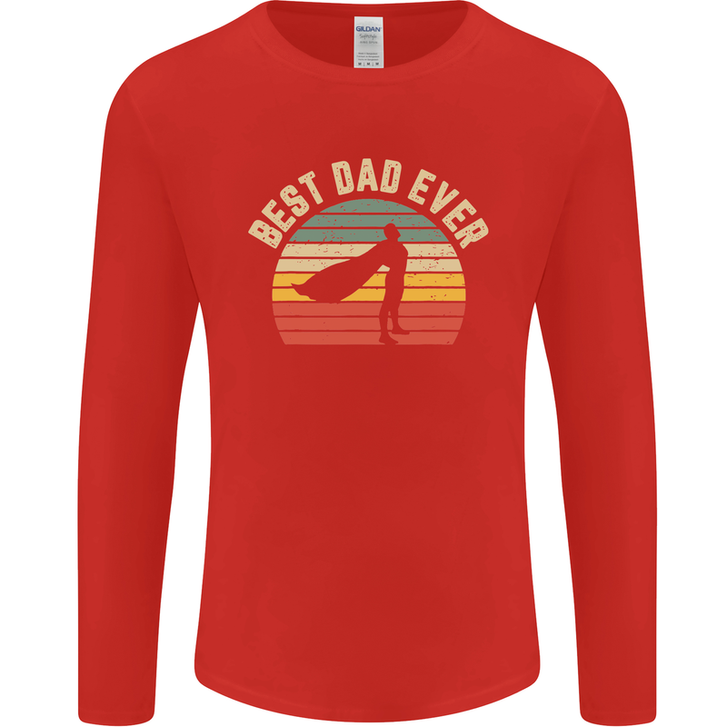 Best Dad Ever Superhero Funny Father's Day Mens Long Sleeve T-Shirt Red