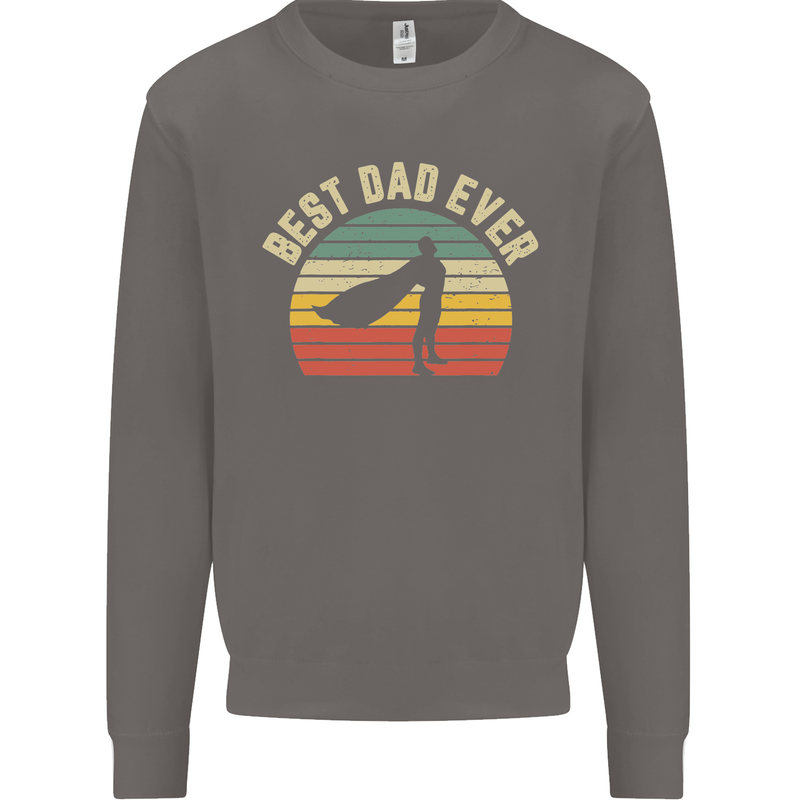 Best Dad Ever Superhero Funny Father's Day Mens Sweatshirt Jumper Charcoal