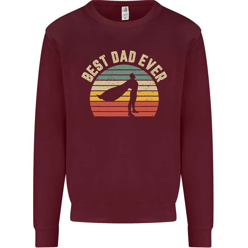 Best Dad Ever Superhero Funny Father's Day Mens Sweatshirt Jumper Maroon