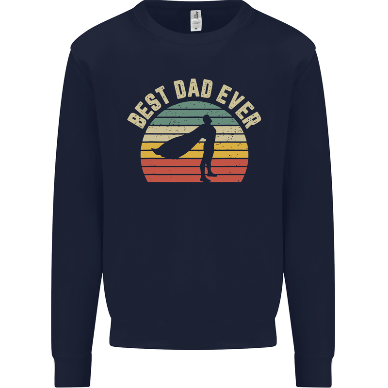 Best Dad Ever Superhero Funny Father's Day Mens Sweatshirt Jumper Navy Blue
