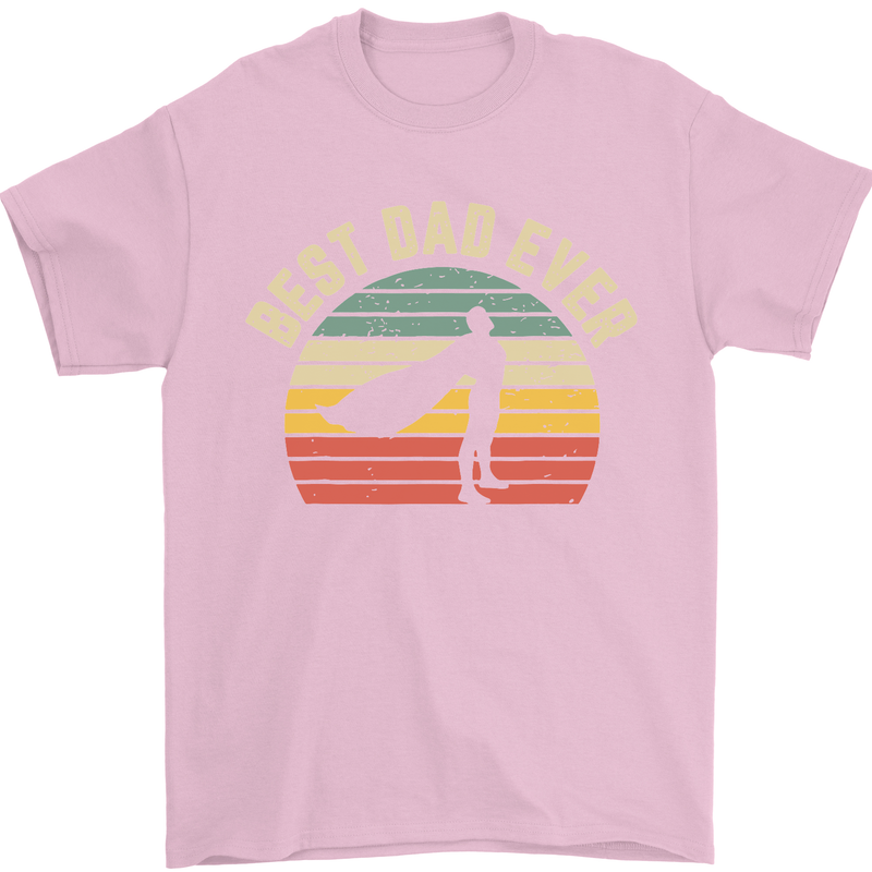 Best Dad Ever Superhero Funny Father's Day Mens T-Shirt Cotton Gildan Light Pink