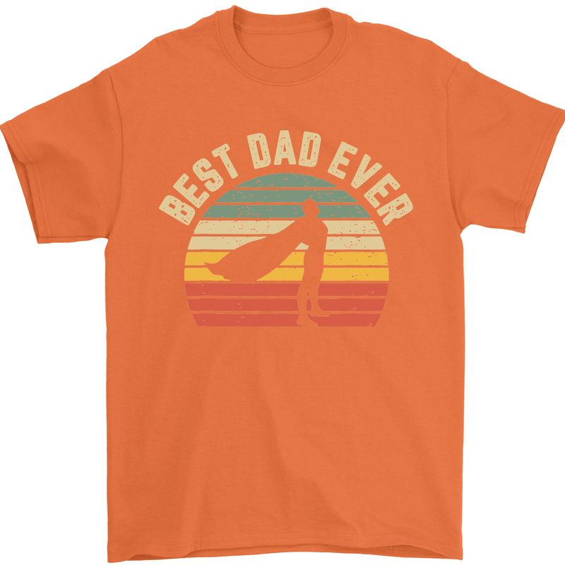 Best Dad Ever Superhero Funny Father's Day Mens T-Shirt Cotton Gildan Orange