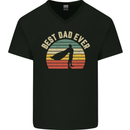 Best Dad Ever Superhero Funny Father's Day Mens V-Neck Cotton T-Shirt Black