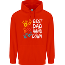 Best Dad Hands Down Fathers Day Funny Mens 80% Cotton Hoodie Bright Red