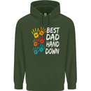 Best Dad Hands Down Fathers Day Funny Mens 80% Cotton Hoodie Forest Green