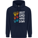Best Dad Hands Down Fathers Day Funny Mens 80% Cotton Hoodie Navy Blue