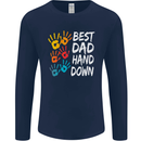 Best Dad Hands Down Fathers Day Funny Mens Long Sleeve T-Shirt Navy Blue