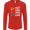 Best Dad Hands Down Fathers Day Funny Mens Long Sleeve T-Shirt Red