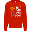 Best Dad Hands Down Fathers Day Funny Mens Sweatshirt Jumper Bright Red