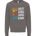 Best Dad Hands Down Fathers Day Funny Mens Sweatshirt Jumper Charcoal