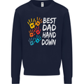 Best Dad Hands Down Fathers Day Funny Mens Sweatshirt Jumper Navy Blue
