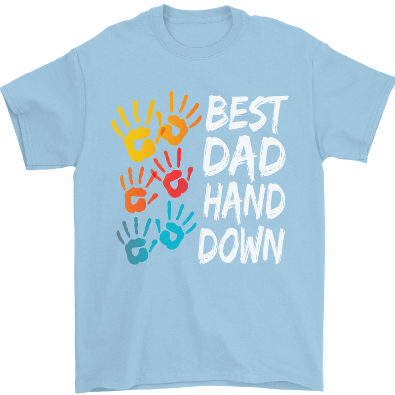 Best Dad Hands Down Fathers Day Funny Mens T-Shirt Cotton Gildan Light Blue