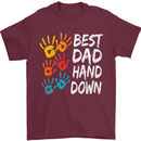 Best Dad Hands Down Fathers Day Funny Mens T-Shirt Cotton Gildan Maroon