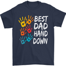 Best Dad Hands Down Fathers Day Funny Mens T-Shirt Cotton Gildan Navy Blue