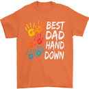 Best Dad Hands Down Fathers Day Funny Mens T-Shirt Cotton Gildan Orange