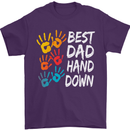 Best Dad Hands Down Fathers Day Funny Mens T-Shirt Cotton Gildan Purple