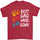 Best Dad Hands Down Fathers Day Funny Mens T-Shirt Cotton Gildan Red