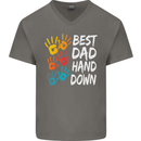 Best Dad Hands Down Fathers Day Funny Mens V-Neck Cotton T-Shirt Charcoal