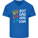 Best Dad Hands Down Fathers Day Funny Mens V-Neck Cotton T-Shirt Royal Blue