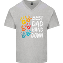 Best Dad Hands Down Fathers Day Funny Mens V-Neck Cotton T-Shirt Sports Grey
