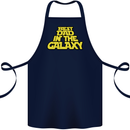 Best Dad in the Galaxy Funny Father's Day Cotton Apron 100% Organic Navy Blue