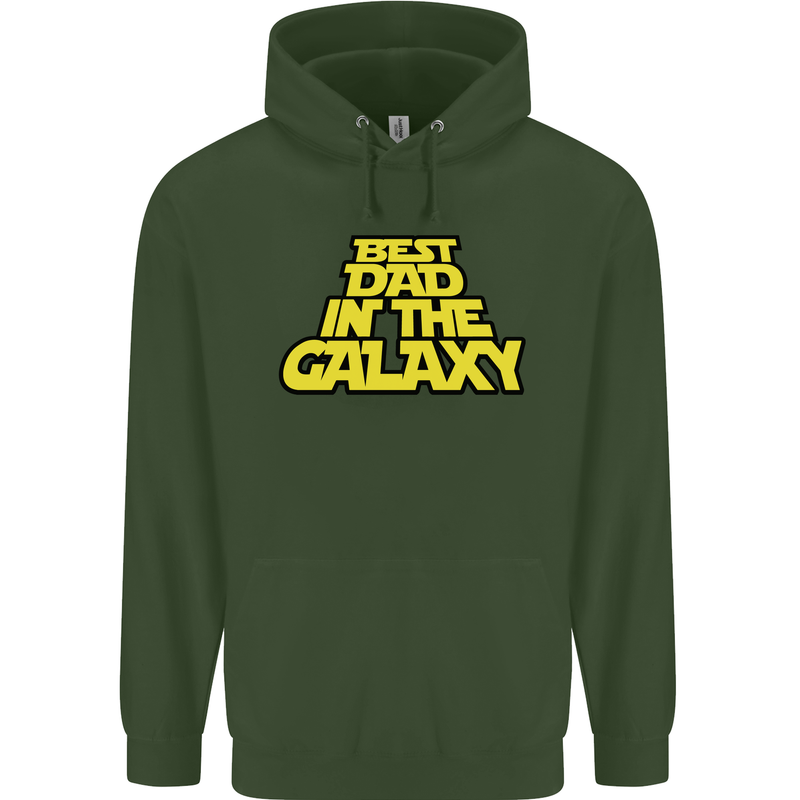 Best Dad in the Galaxy Funny Father's Day Mens 80% Cotton Hoodie Forest Green