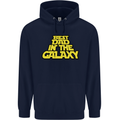 Best Dad in the Galaxy Funny Father's Day Mens 80% Cotton Hoodie Navy Blue