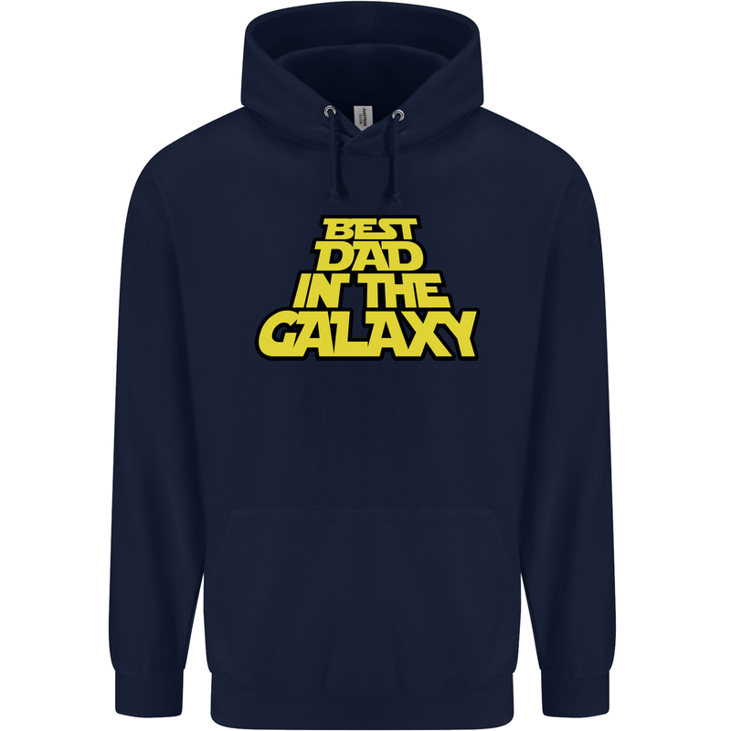 Best Dad in the Galaxy Funny Father's Day Mens 80% Cotton Hoodie Navy Blue