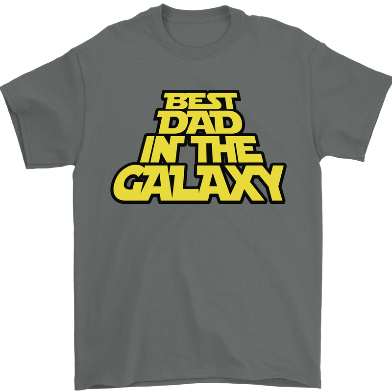 Best Dad in the Galaxy Funny Father's Day Mens T-Shirt Cotton Gildan Charcoal