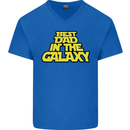 Best Dad in the Galaxy Funny Father's Day Mens V-Neck Cotton T-Shirt Royal Blue