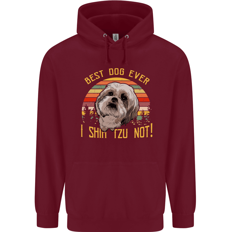 Best Dog Ever I Shih Tzu Not Funny Childrens Kids Hoodie Maroon