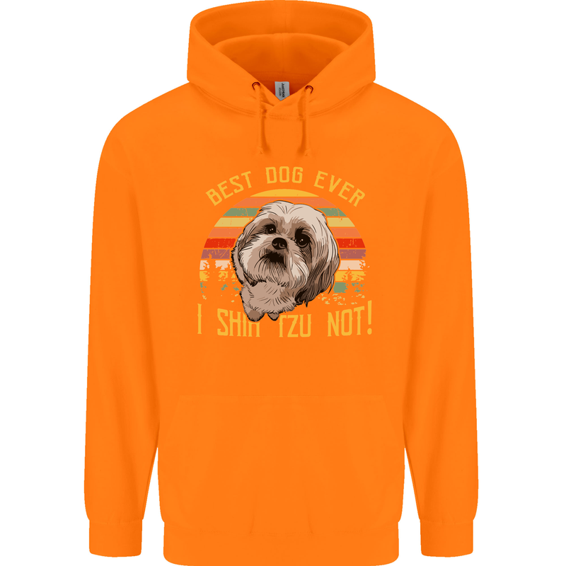 Best Dog Ever I Shih Tzu Not Funny Childrens Kids Hoodie Orange