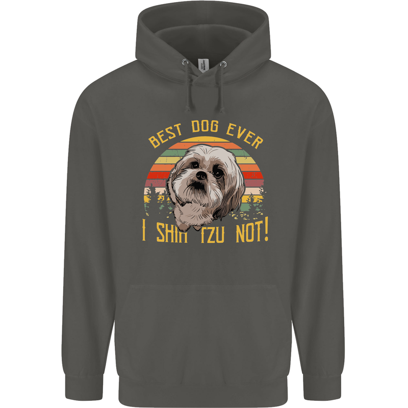 Best Dog Ever I Shih Tzu Not Funny Childrens Kids Hoodie Storm Grey