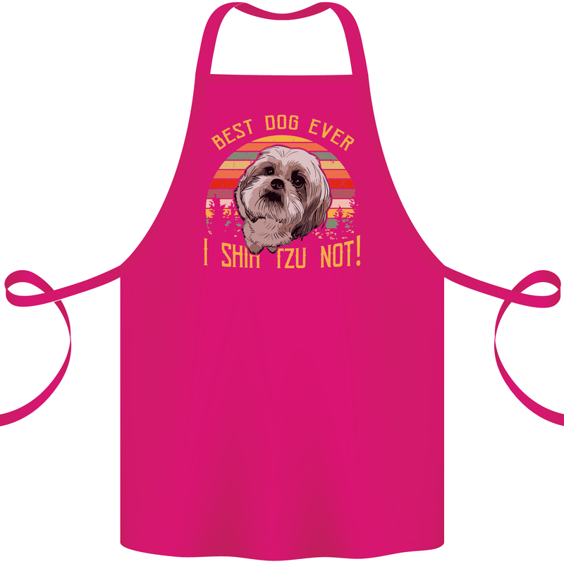 Best Dog Ever I Shih Tzu Not Funny Cotton Apron 100% Organic Pink