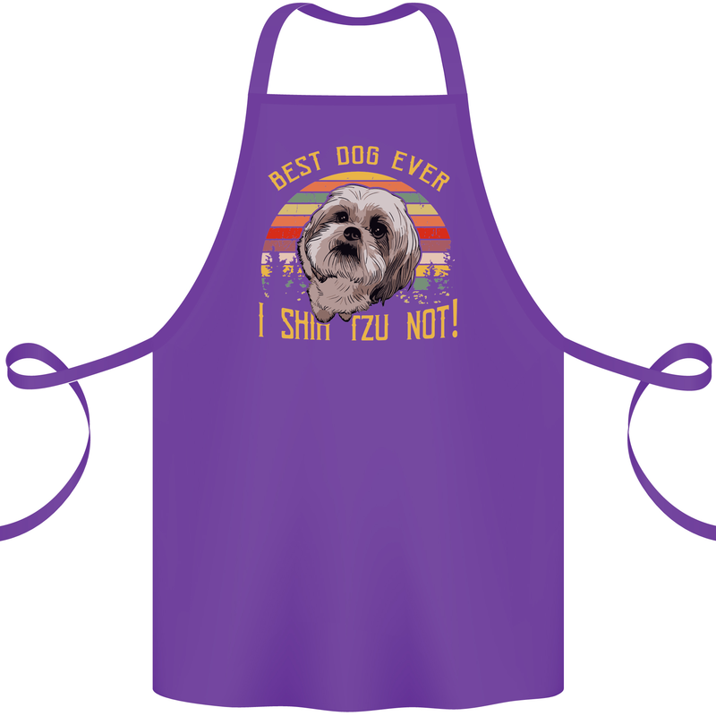 Best Dog Ever I Shih Tzu Not Funny Cotton Apron 100% Organic Purple