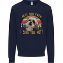 Best Dog Ever I Shih Tzu Not Funny Kids Sweatshirt Jumper Navy Blue