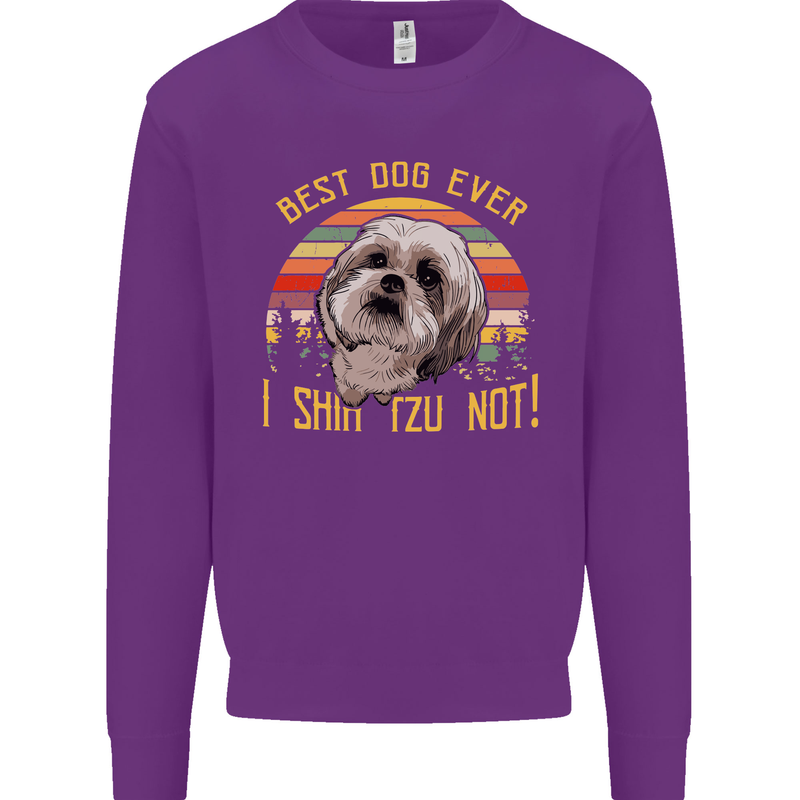 Best Dog Ever I Shih Tzu Not Funny Kids Sweatshirt Jumper Purple