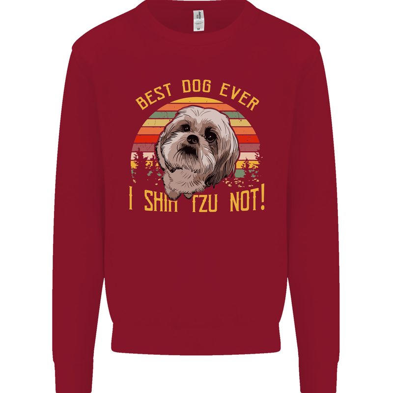 Best Dog Ever I Shih Tzu Not Funny Kids Sweatshirt Jumper Red