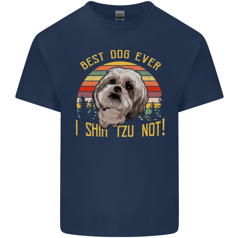 Best Dog Ever I Shih Tzu Not Funny Kids T-Shirt Childrens Navy Blue