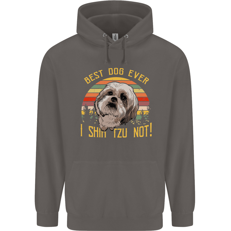 Best Dog Ever I Shih Tzu Not Funny Mens 80% Cotton Hoodie Charcoal