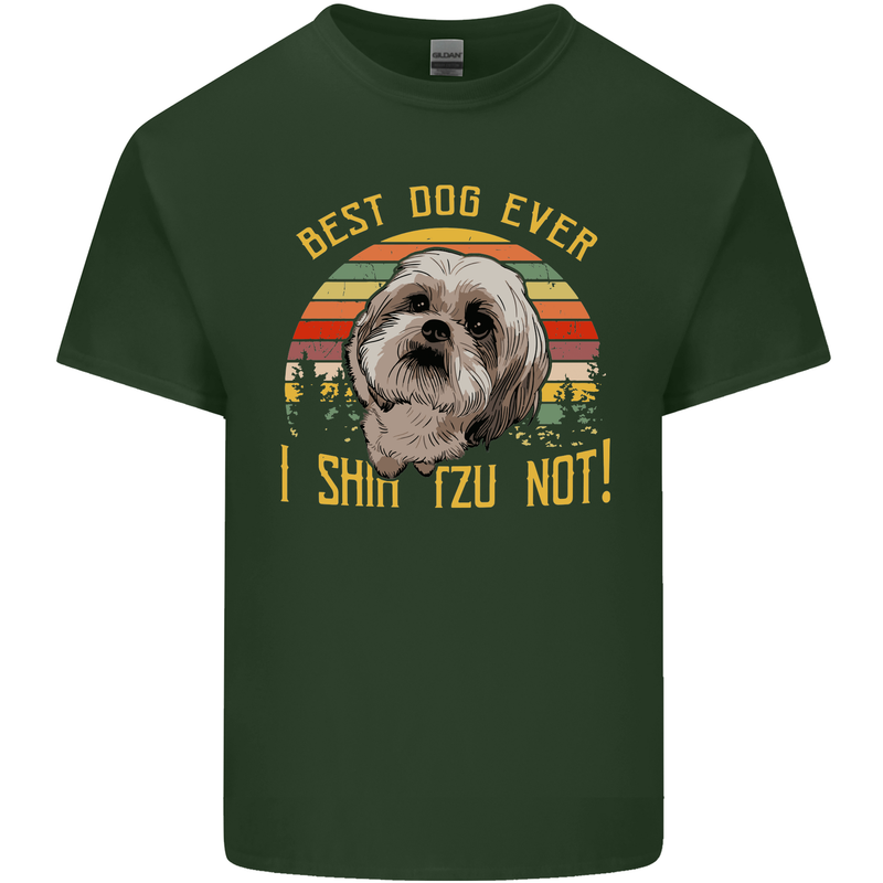 Best Dog Ever I Shih Tzu Not Funny Mens Cotton T-Shirt Tee Top Forest Green