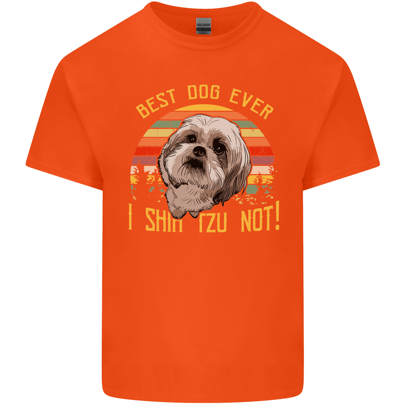 Best Dog Ever I Shih Tzu Not Funny Mens Cotton T-Shirt Tee Top Orange